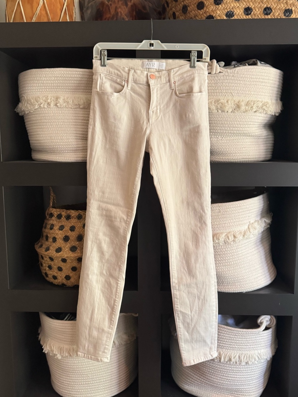 AYR Cream High-Rise Skinny Jeans
